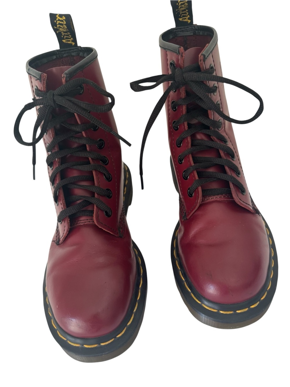 Dr. Martens 1460 Cherry Red Women's Smooth Leather Lace Up Boots SZ 5